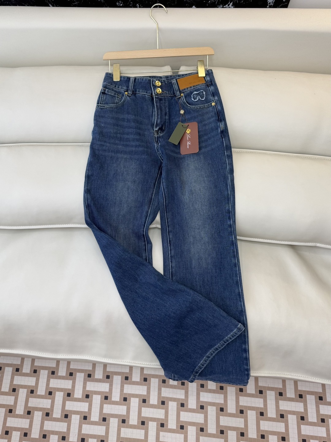 CK045#工厂直批P‼️LP 显瘦显腿长 弹力棉 蝴蝶结 牛仔裤 蓝色 S-XL