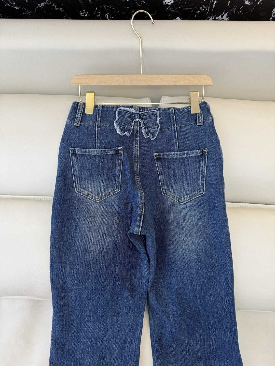 CK045#工厂直批P‼️LP 显瘦显腿长 弹力棉 蝴蝶结 牛仔裤 蓝色 S-XL