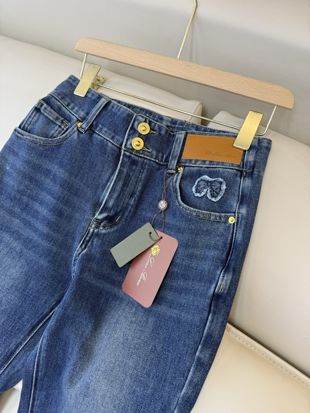 CK045#工厂直批P‼️LP 显瘦显腿长 弹力棉 蝴蝶结 牛仔裤 蓝色 S-XL