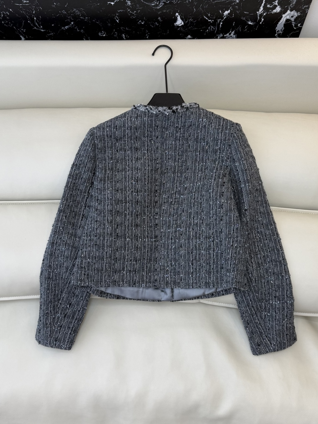 XM003#新款外套💕Chanel 山茶花 复古粗花呢外套 深灰黑 SMLXL