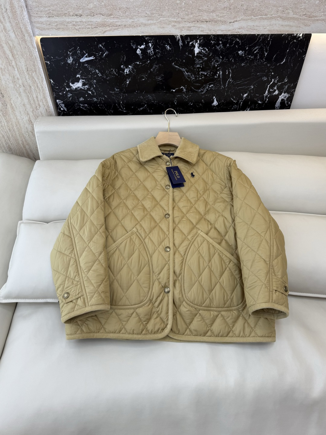 NO:695954,MOL002# New Cotton Coat Polo Laurel Laurent Diamond Check Corduroy Collar Lapel Cotton Coat One Hand Long Navy Ginger SM L,,19860909MOL002#新款棉衣 Polo 劳夫劳伦 菱形格 灯芯绒领 翻领 棉衣 一手长 藏青色 姜黄色 SM L,,,Women's clothing