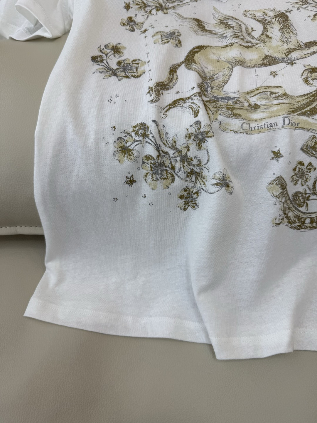 QG0139#新款T恤💕dior 顶级版 85% 棉 15% 麻 飞马印花短袖T恤 SML