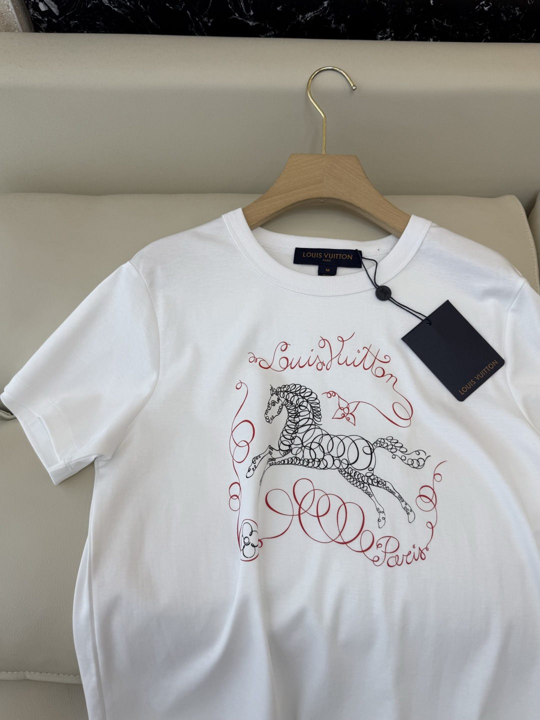 QG0138#新款T恤💕L V 小马印花logo 短袖T恤 SML