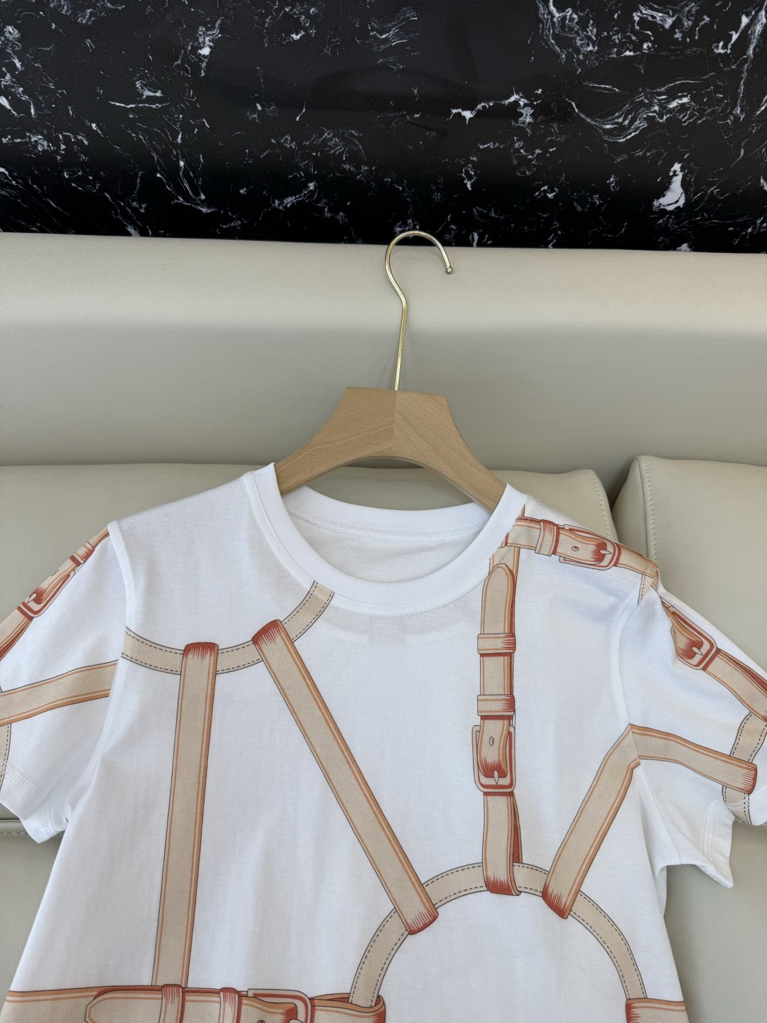 QG0145#新款T恤💕H家 爱马仕 顶级版 印花 短袖T恤 SML