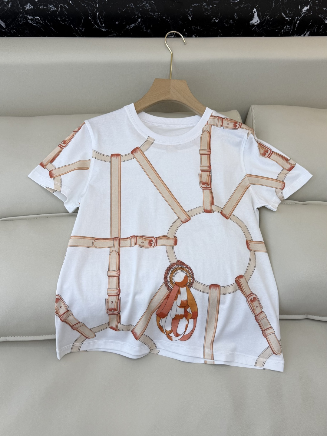 QG0145#新款T恤💕H家 爱马仕 顶级版 印花 短袖T恤 SML