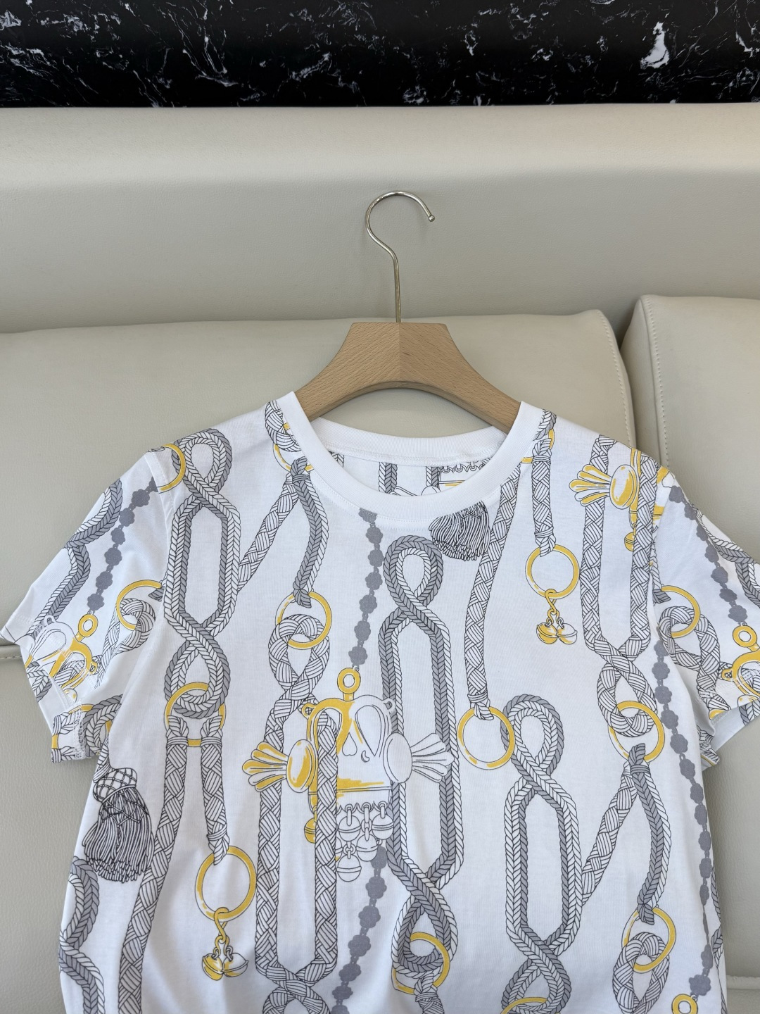 QG0146#新款T恤💕H家 爱马仕 顶级版 印花 短袖T恤 SML