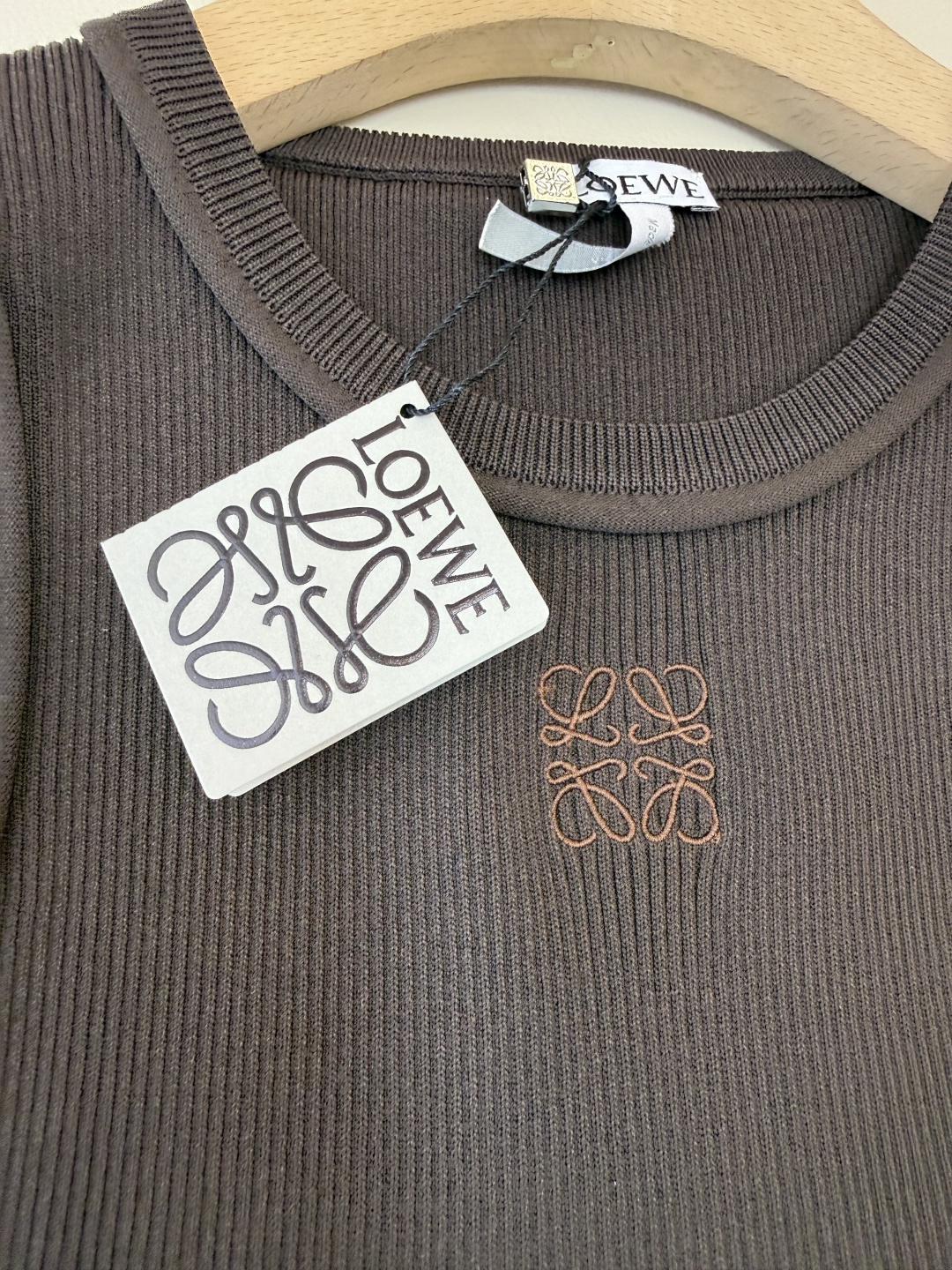 QG0146#新款T恤💕Loewe 顶级版针织弹力无袖背心T恤 白色 黑色 咖色 SML