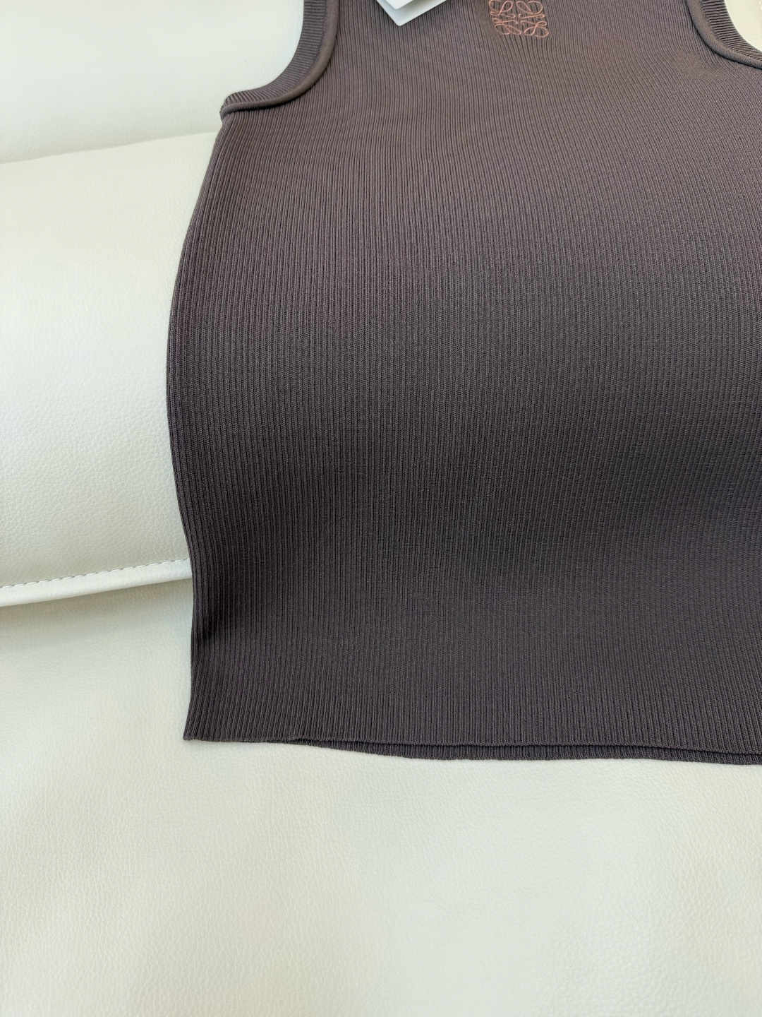QG0146#新款T恤💕Loewe 顶级版针织弹力无袖背心T恤 白色 黑色 咖色 SML