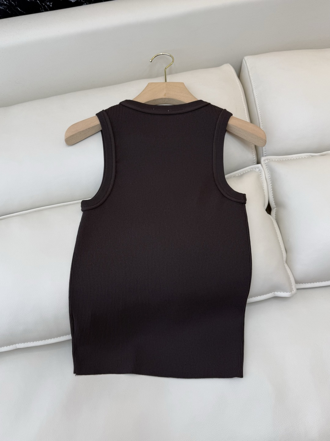 QG0146#新款T恤💕Loewe 顶级版针织弹力无袖背心T恤 白色 黑色 咖色 SML