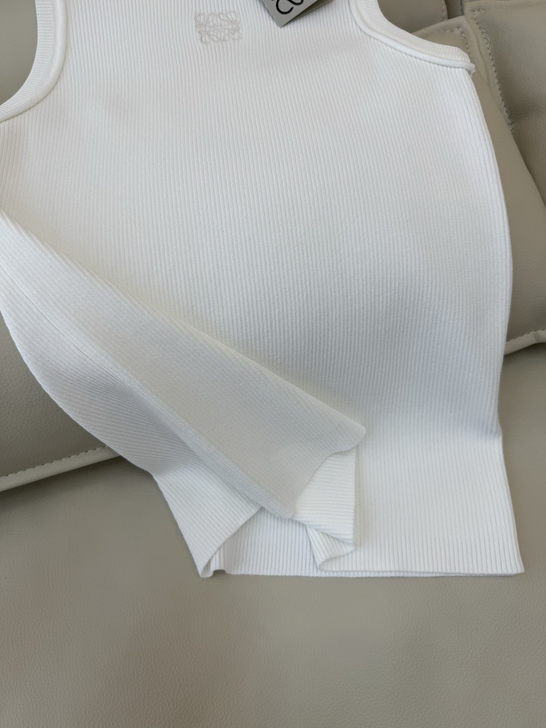 QG0146#新款T恤💕Loewe 顶级版针织弹力无袖背心T恤 白色 黑色 咖色 SML