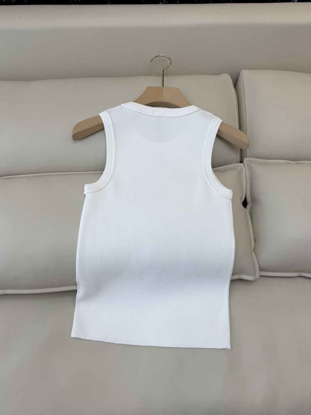 QG0146#新款T恤💕Loewe 顶级版针织弹力无袖背心T恤 白色 黑色 咖色 SML