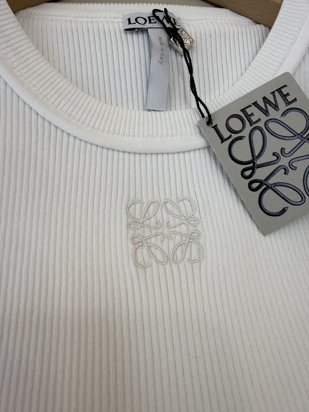 QG0146#新款T恤💕Loewe 顶级版针织弹力无袖背心T恤 白色 黑色 咖色 SML