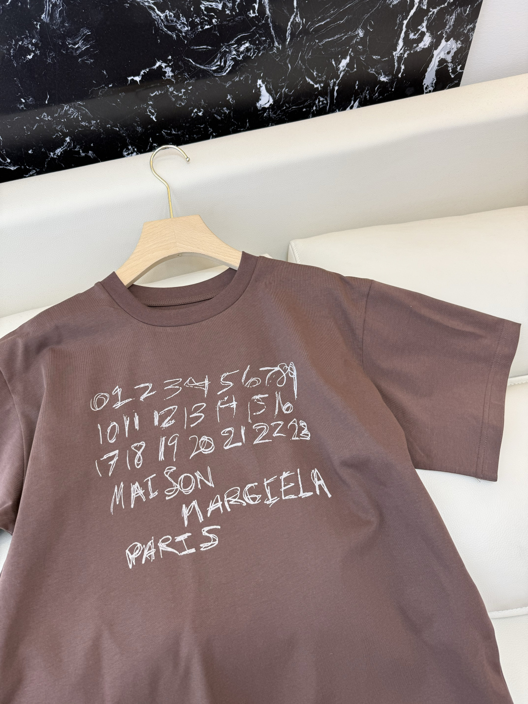 CK050#新款T恤💕MM6 马吉拉 字母印花logo 短袖T恤 咖色 浅灰色 SML