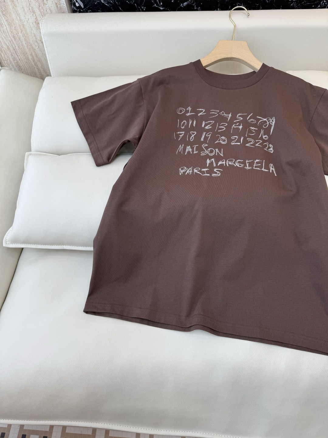 CK050#新款T恤💕MM6 马吉拉 字母印花logo 短袖T恤 咖色 浅灰色 SML