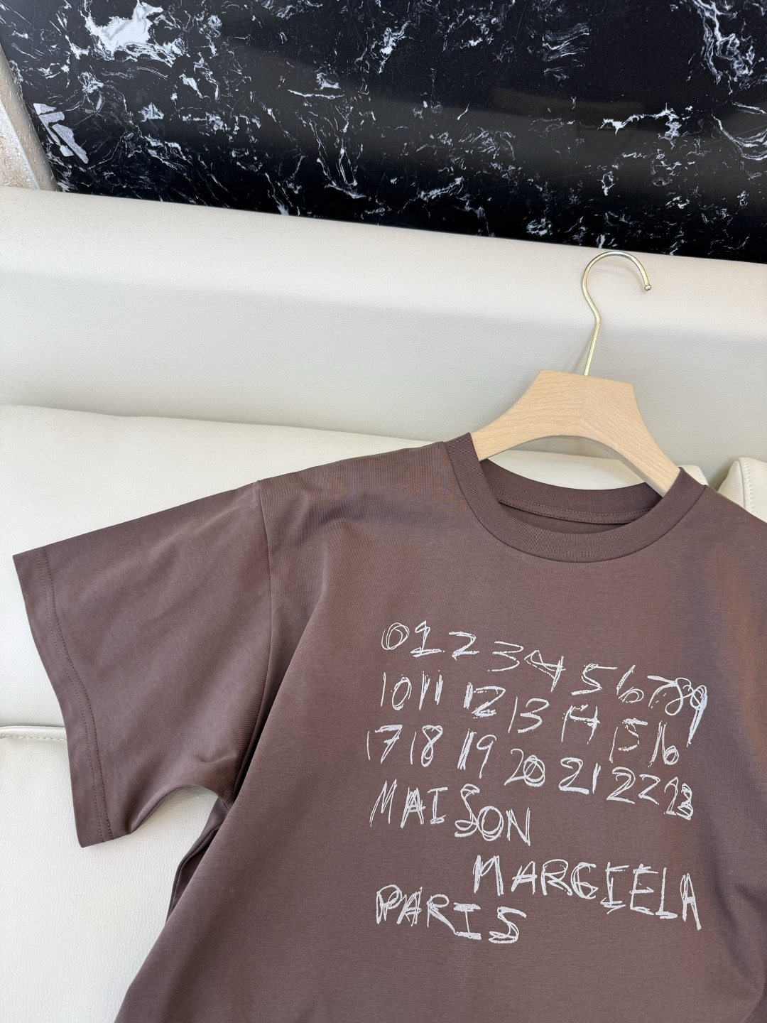 CK050#新款T恤💕MM6 马吉拉 字母印花logo 短袖T恤 咖色 浅灰色 SML