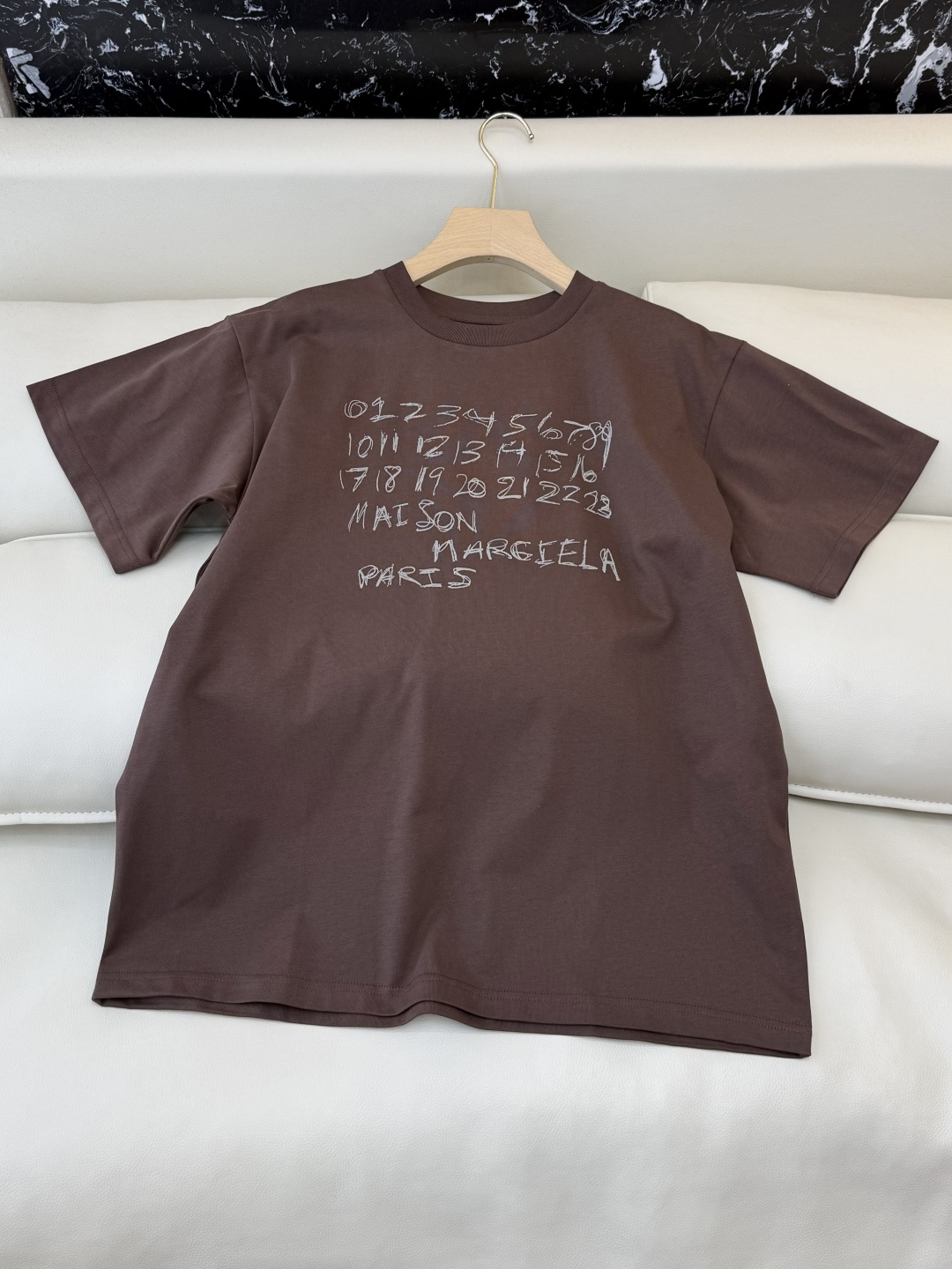 CK050#新款T恤💕MM6 马吉拉 字母印花logo 短袖T恤 咖色 浅灰色 SML