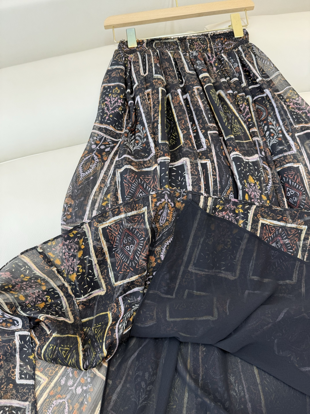 XF067#新款套装💕飘逸印花长袖衬衫➕半裙套装 SMLXL XXL