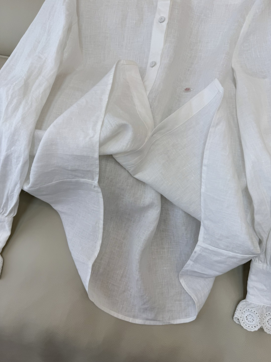 XM005#新款衬衫💕Valentino 立体镂空绣花 长袖亚麻 衬衫 白色 蓝色 SMLXL