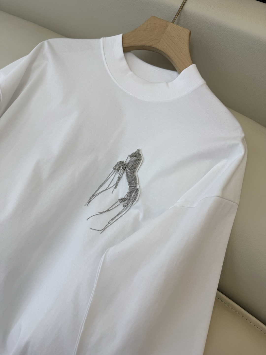 AD056#T恤‼️手工链条立体小马 宽松版 长袖T恤 白色 黑色 SML