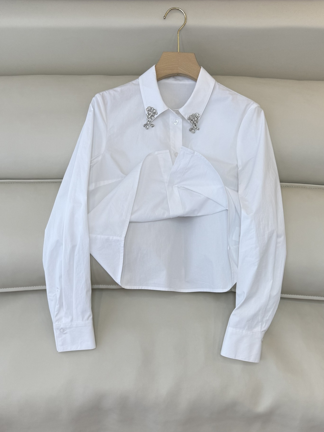 AD050#长袖衬衫‼️Prada 手工钉钻 长袖衬衫 粉色 蓝色 白色 SML