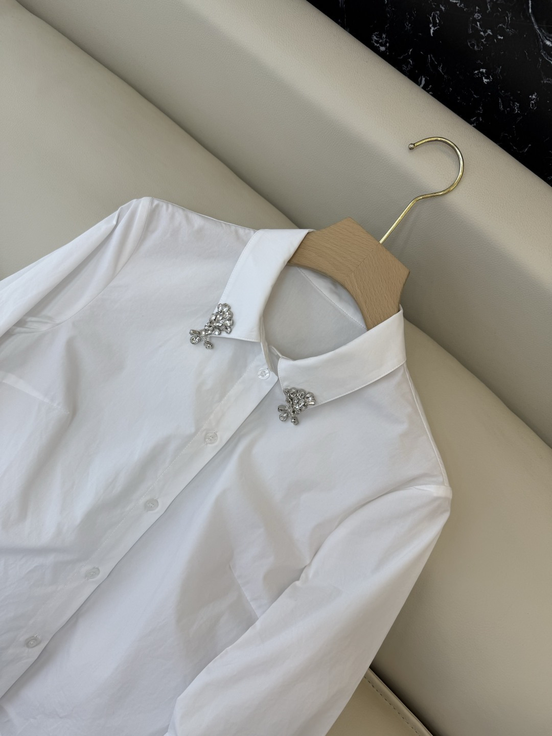 AD050#长袖衬衫‼️Prada 手工钉钻 长袖衬衫 粉色 蓝色 白色 SML