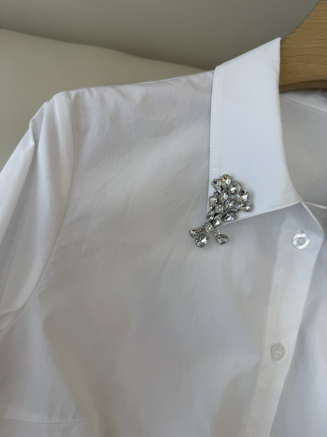 AD050#长袖衬衫‼️Prada 手工钉钻 长袖衬衫 粉色 蓝色 白色 SML