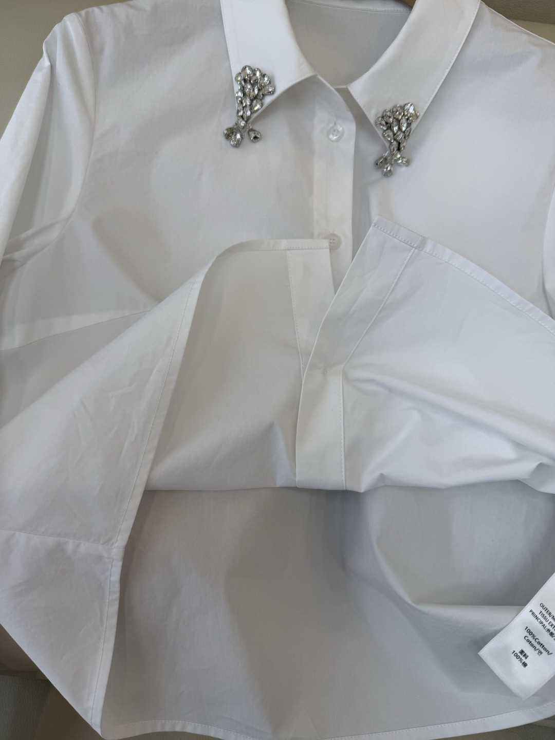 AD050#长袖衬衫‼️Prada 手工钉钻 长袖衬衫 粉色 蓝色 白色 SML