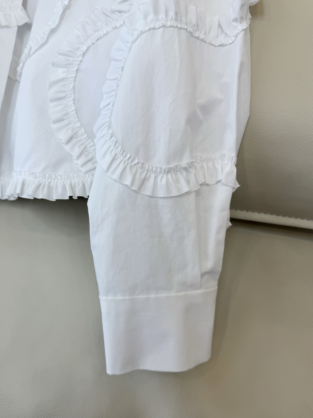 AD051#长袖衬衫‼️立体盘花木耳边 长袖衬衫 粉色 蓝色 白色 SML