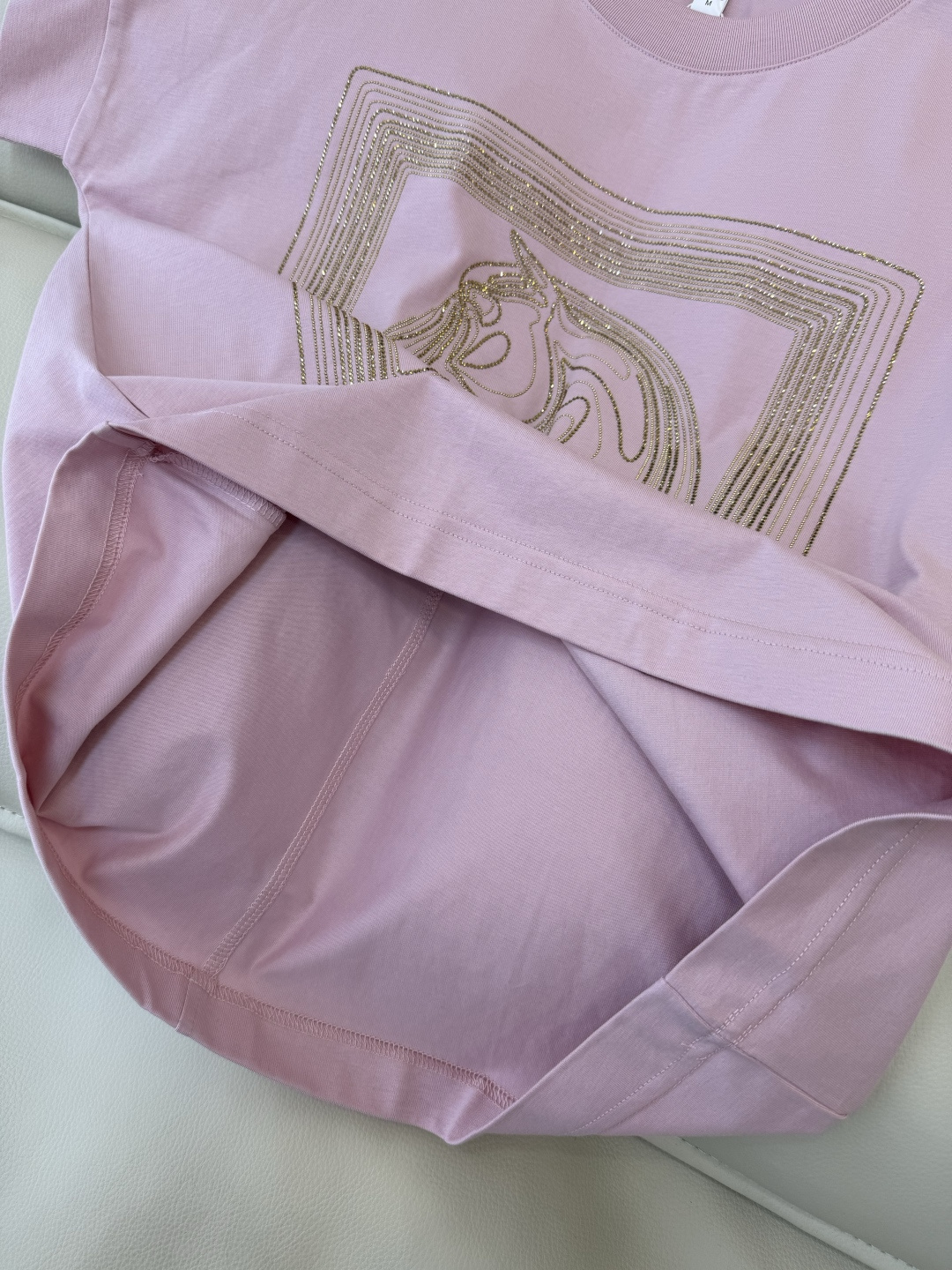 AD022#短袖T恤‼️手工钉珠 绣马 短袖T恤 白色 黑色 粉色 灰色 MLXL