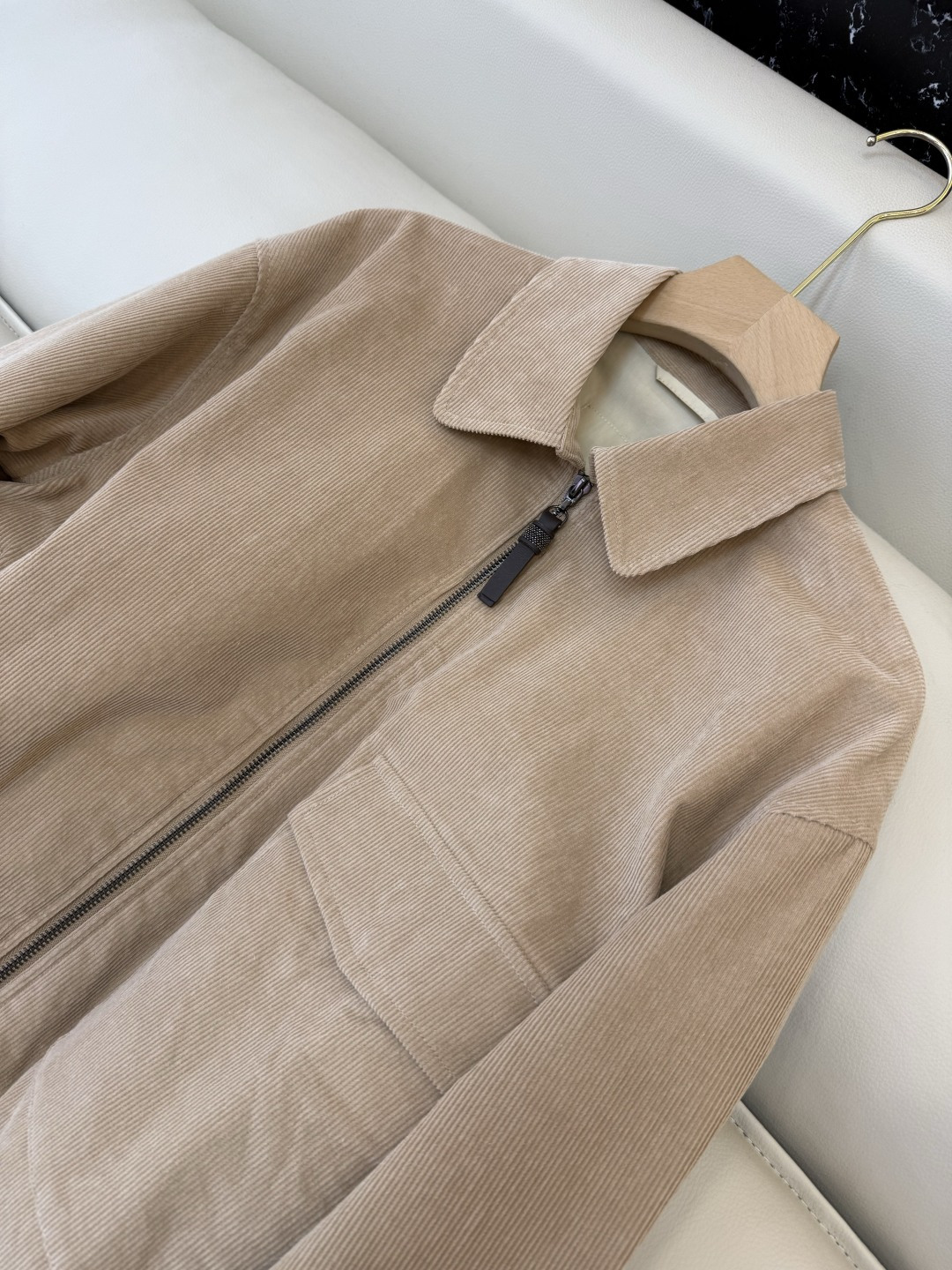 QGL038#新款外套💕BC 灯芯绒拉链外套 杏色 SML