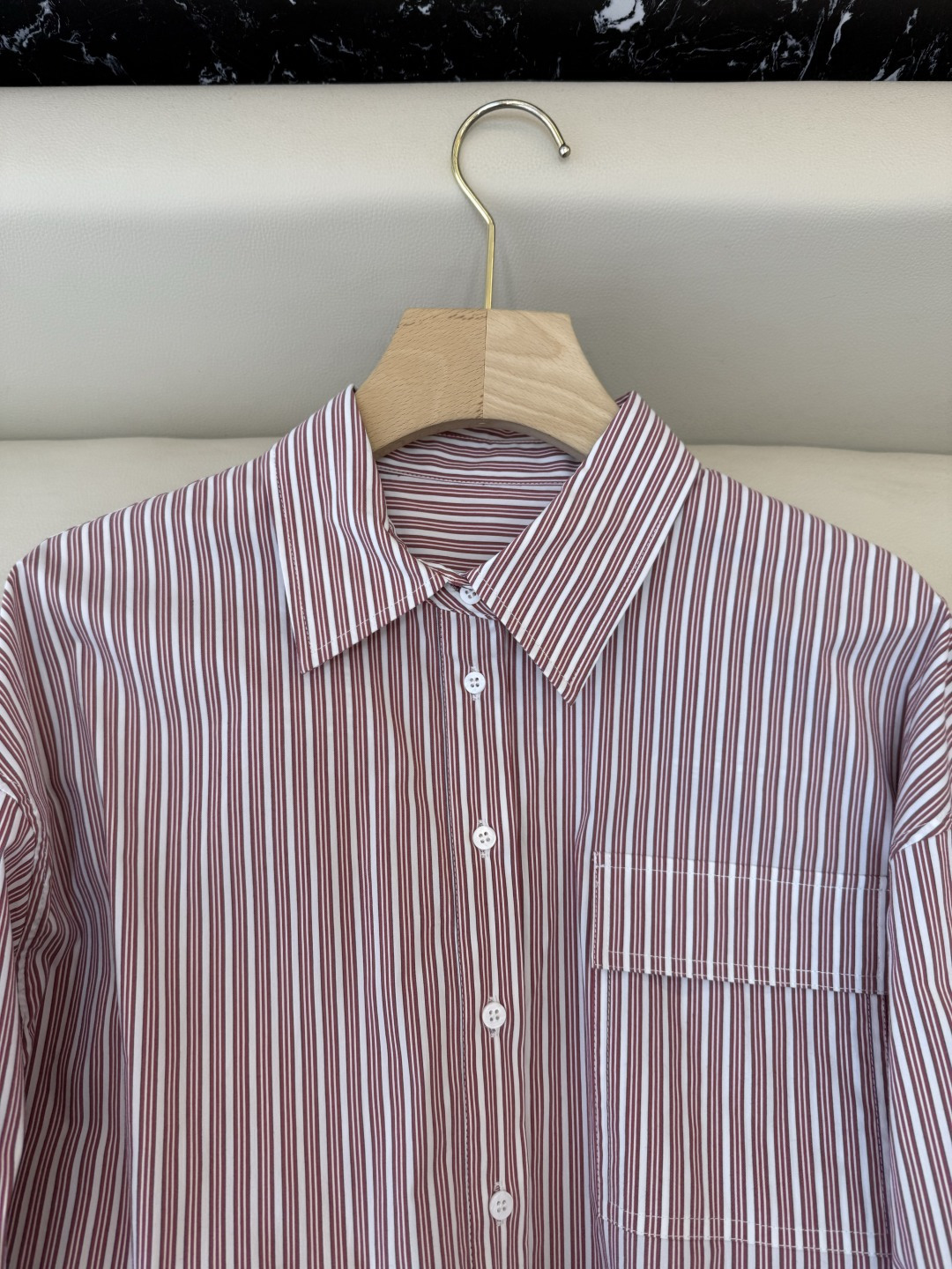 QD7973#新款衬衫💕BC 条纹对条 长袖条纹印花衬衫 SMLXL