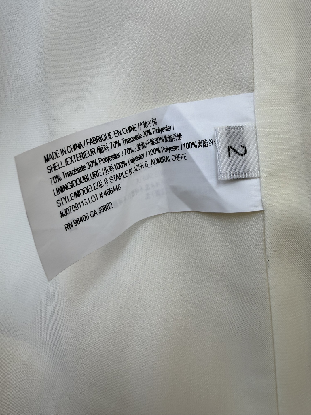 QD7987#新款外套💕theory 极简风 70% 三醋酸 一粒扣 长袖西装 白色 黑色2/4/6/8