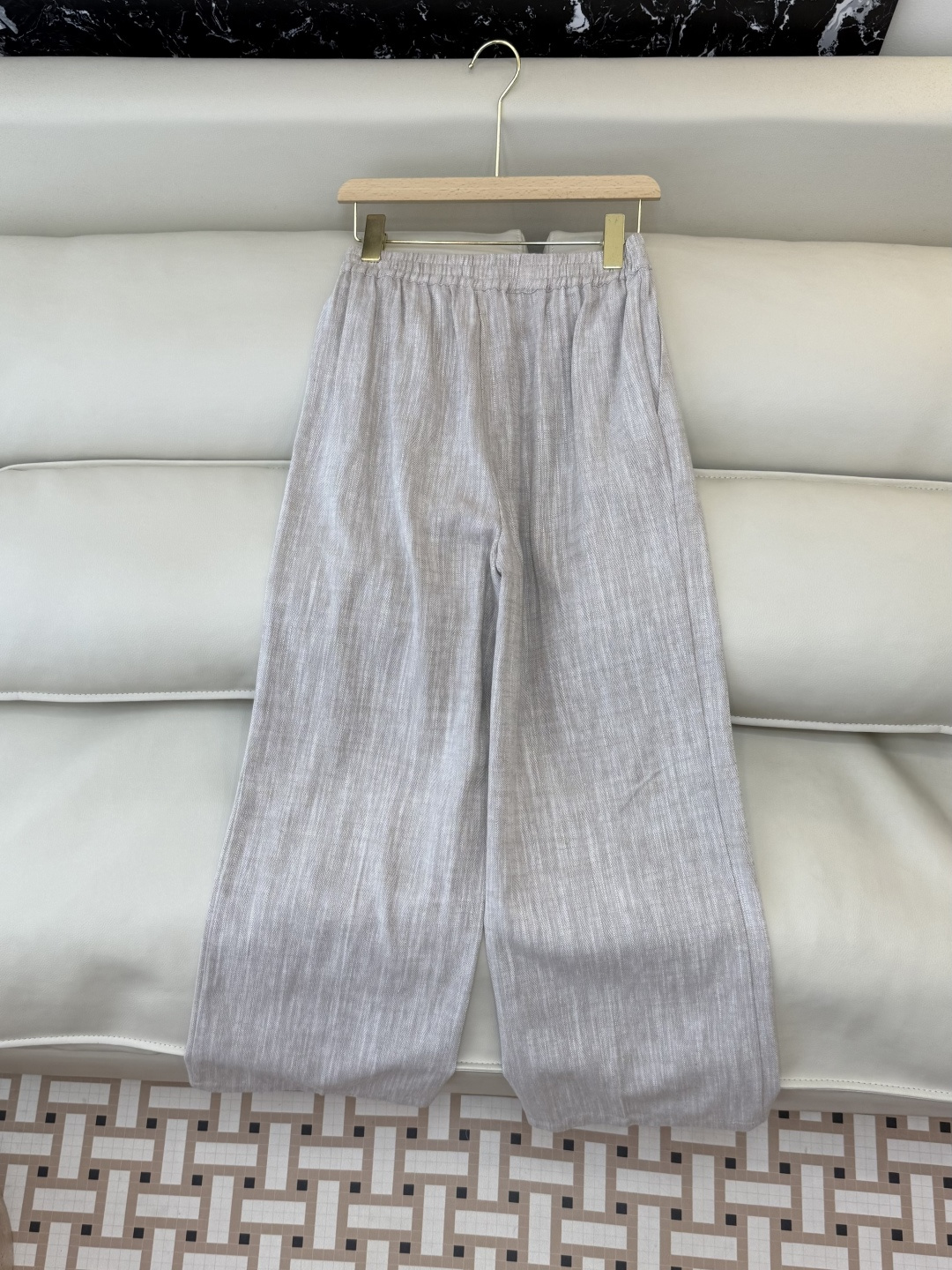 QD7982#新款裤子💕BC 雨露麻 老钱风 阔腿亚麻长裤 SML XL