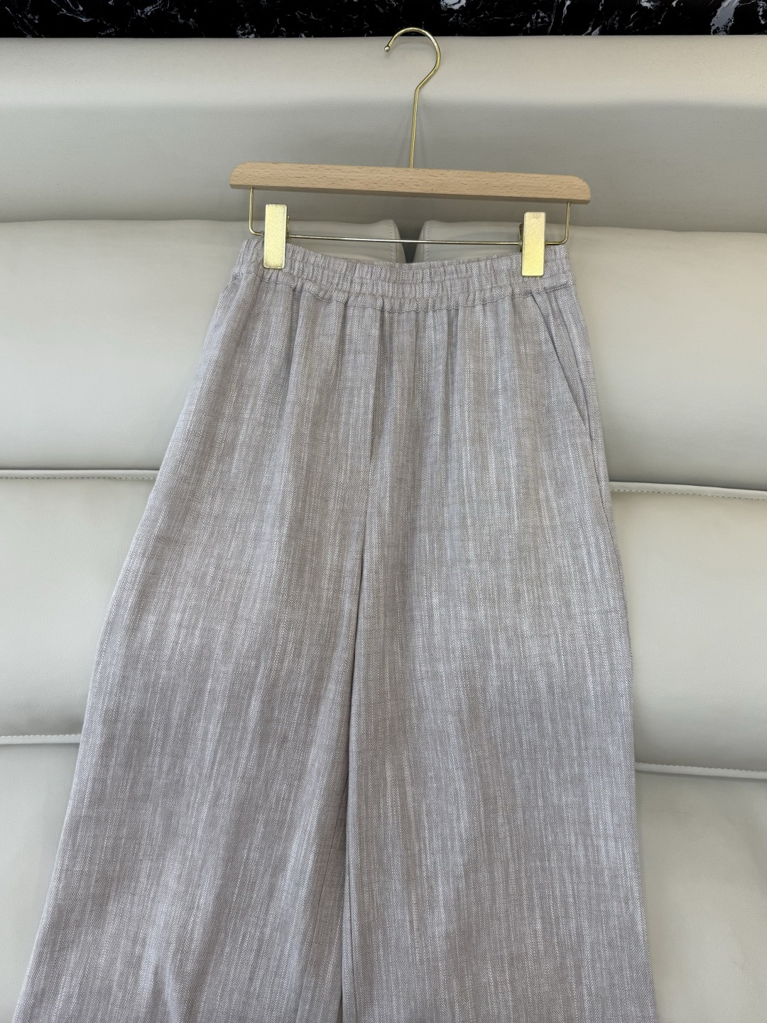 QD7982#新款裤子💕BC 雨露麻 老钱风 阔腿亚麻长裤 SML XL