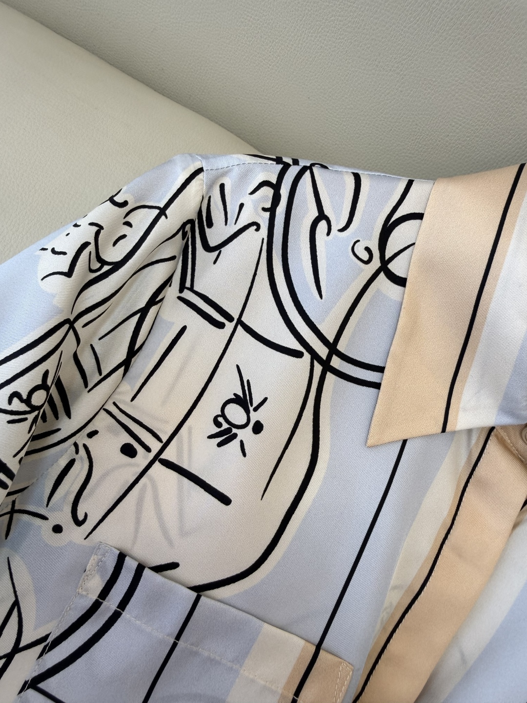 H32606#新款衬衫💕H家 爱马仕 定位印花 100%斜纹真丝印花长袖衬衫 四色 SMLXL