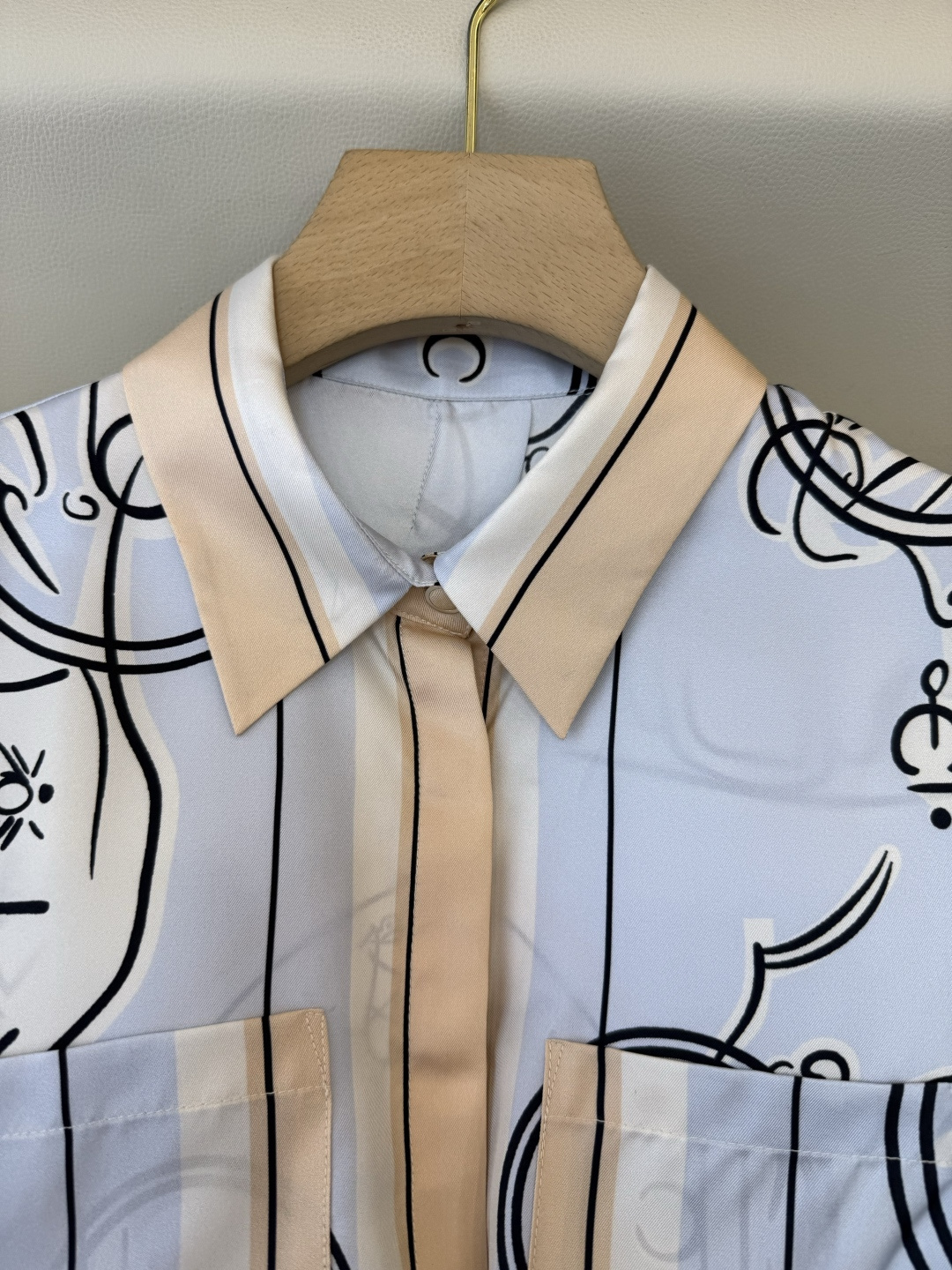 H32606#新款衬衫💕H家 爱马仕 定位印花 100%斜纹真丝印花长袖衬衫 四色 SMLXL