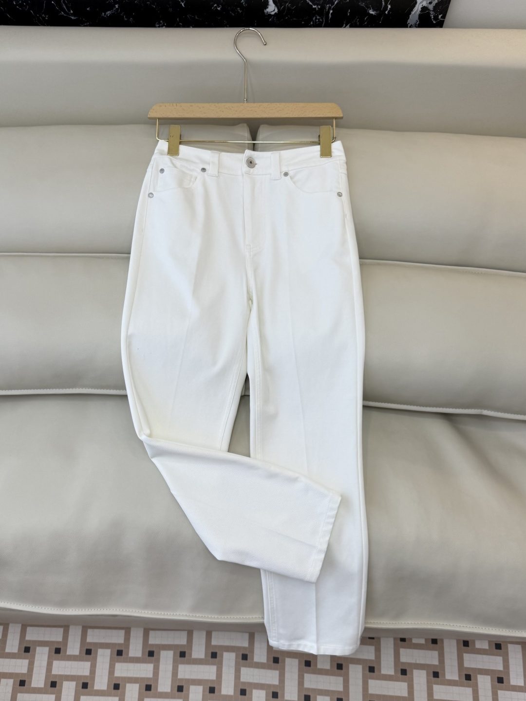 QD7995#新款牛仔裤💕BC 弹力牛仔棉 长裤 白色 SML XL