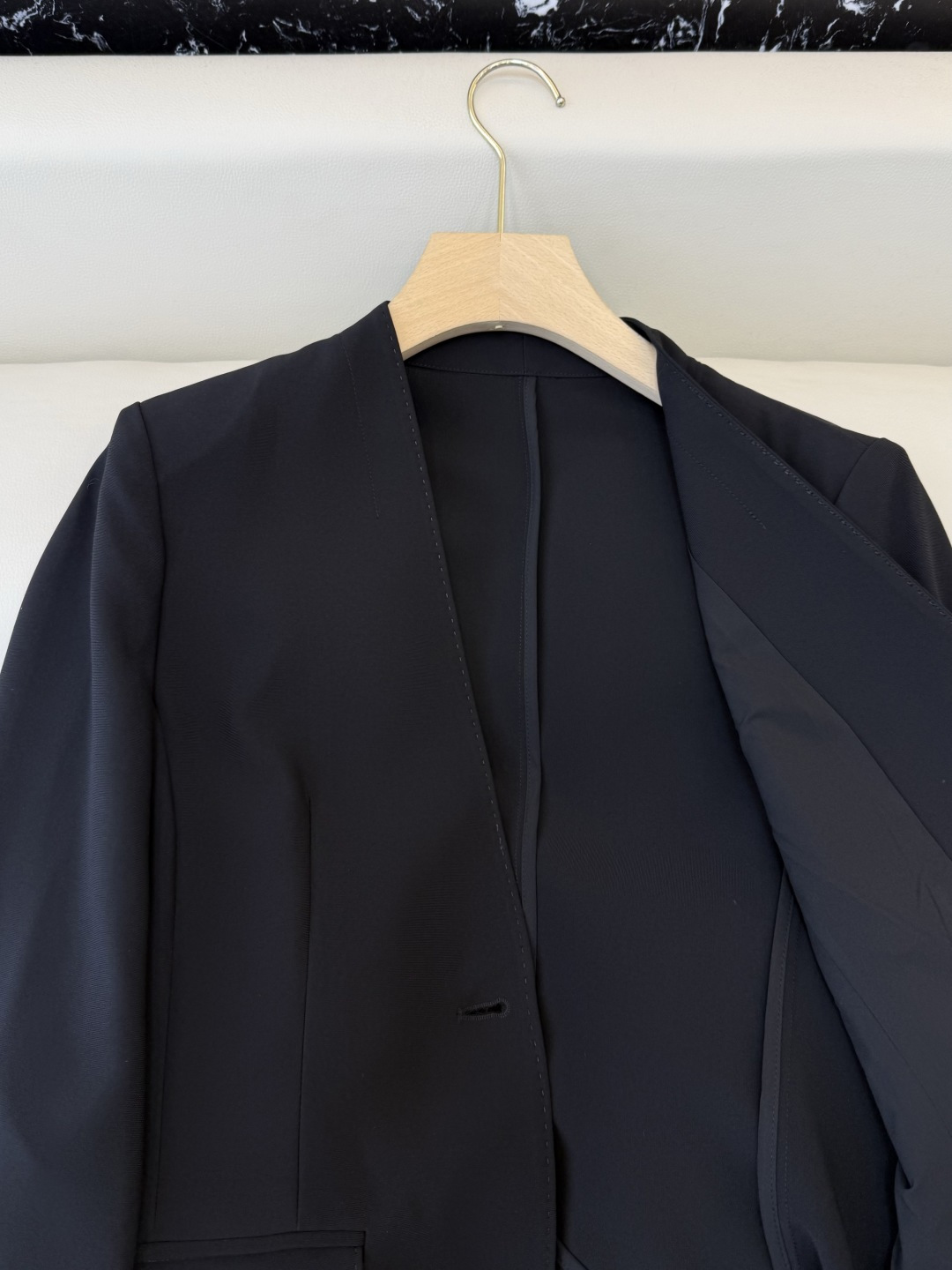 MT006#新款外套💕theory 极简风 无领 一粒扣 长袖西装 白色 黑色 M L XL