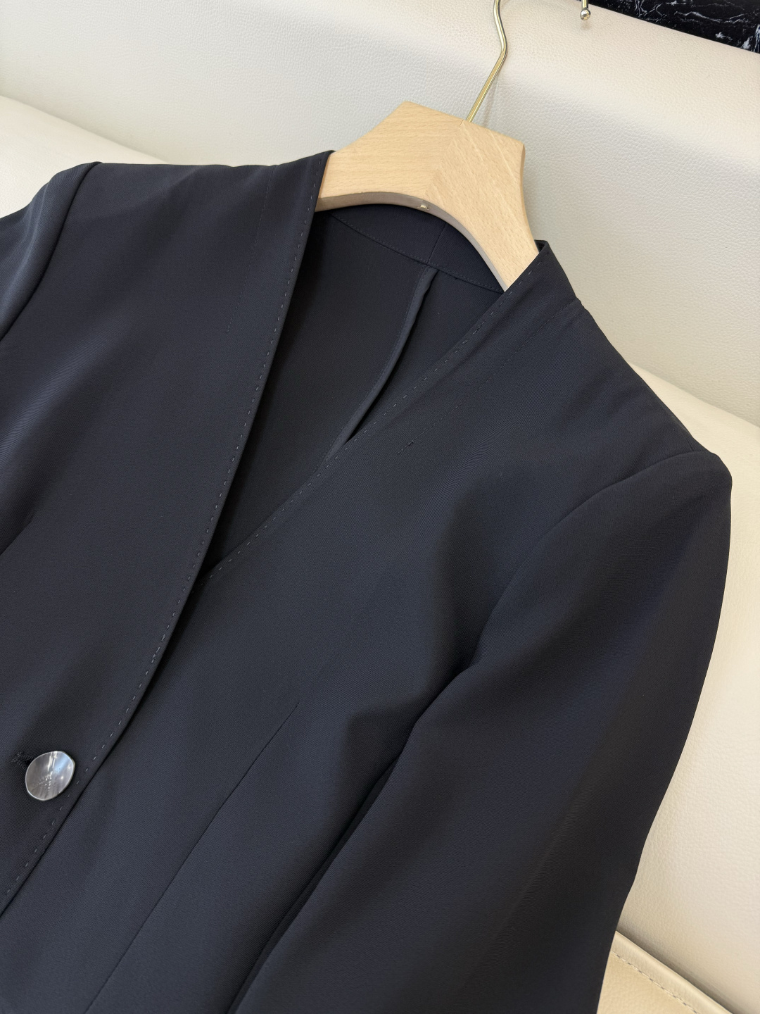 MT006#新款外套💕theory 极简风 无领 一粒扣 长袖西装 白色 黑色 M L XL