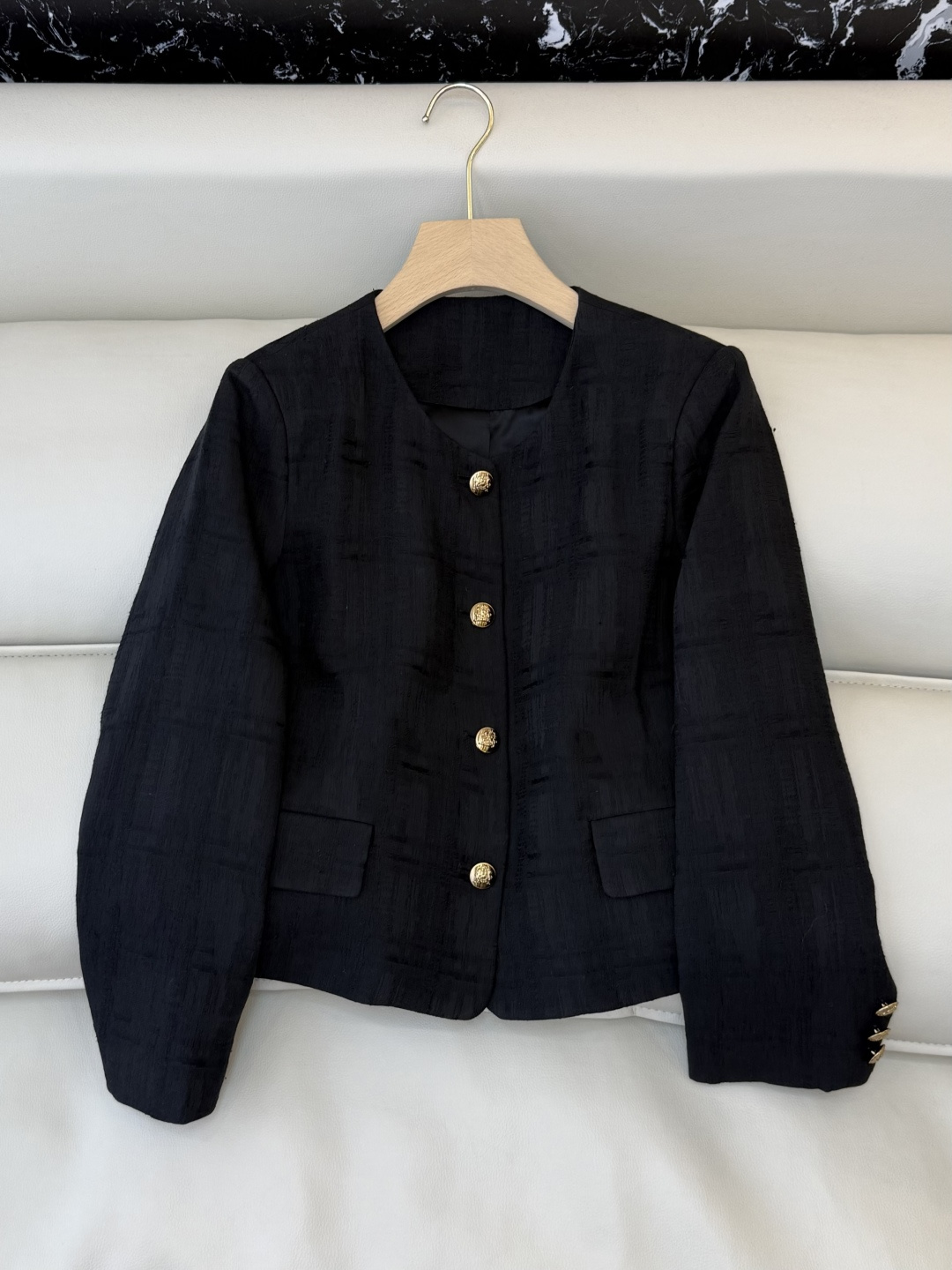 MT003#新款外套💕celine风 金扣 老钱风 长袖小外套 咖色 白色 黑色 M L