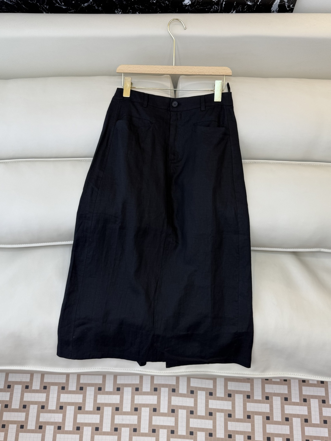 MT007#新款套装💕100% 亚麻绣花马甲➕亚麻长半裙套装 黑色 M L