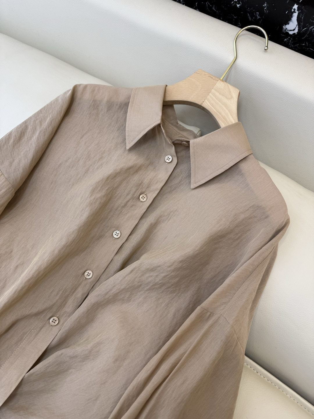 LZ26008#新款套装💕BC 55% 兰精天丝棉 长袖衬衫➕长裤套装 灰色 杏色 白色 SML