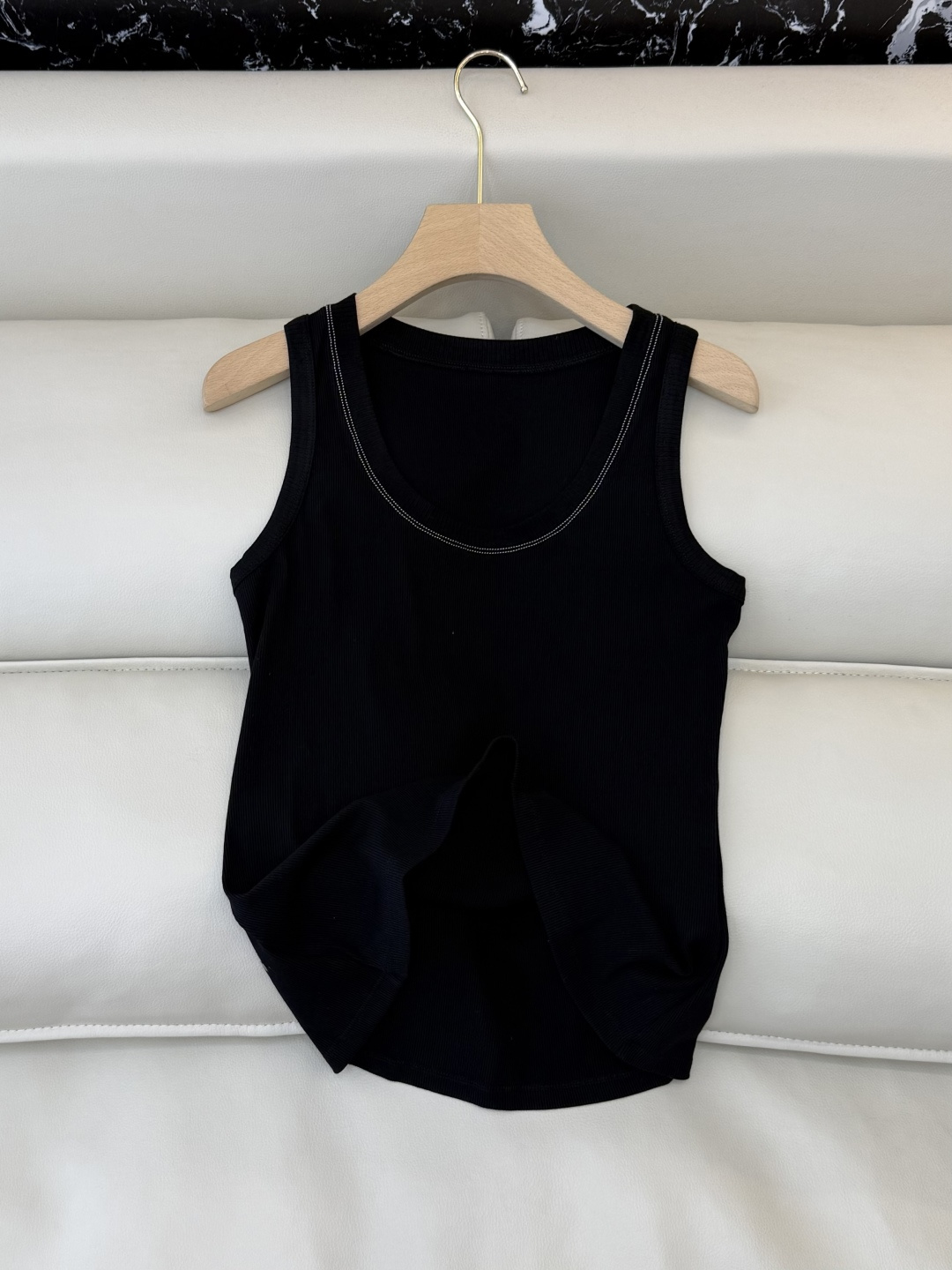 LZ26003#新款T恤💕BC 最新款背心针织链条T恤 黑色 白色 SML