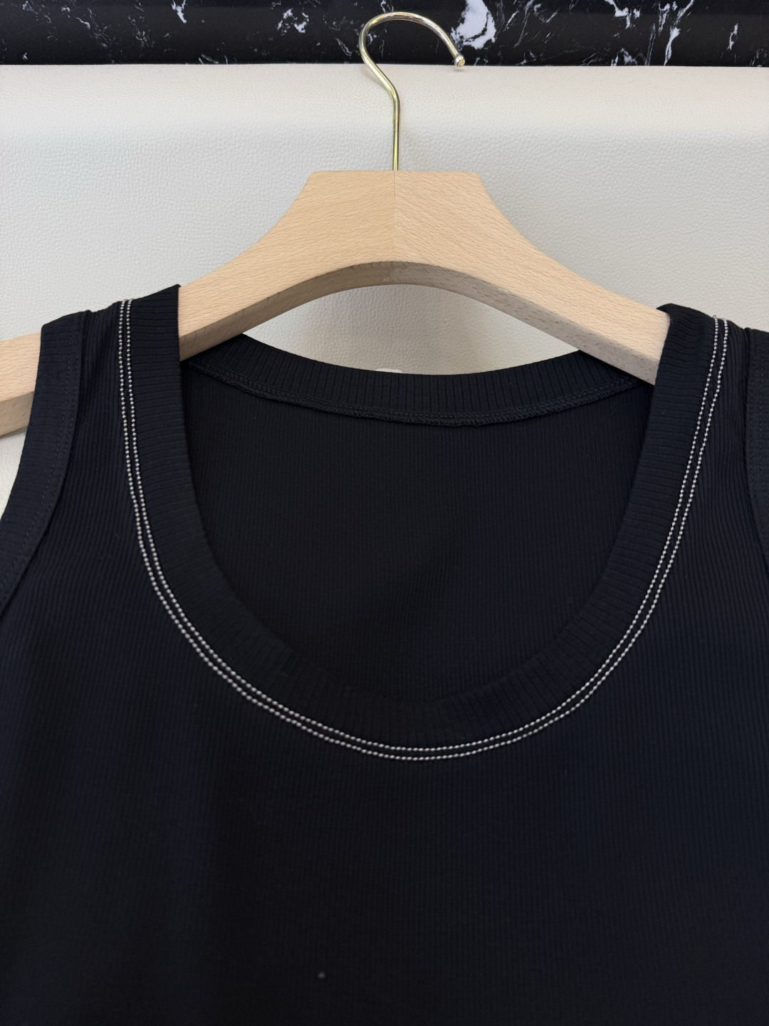 LZ26003#新款T恤💕BC 最新款背心针织链条T恤 黑色 白色 SML