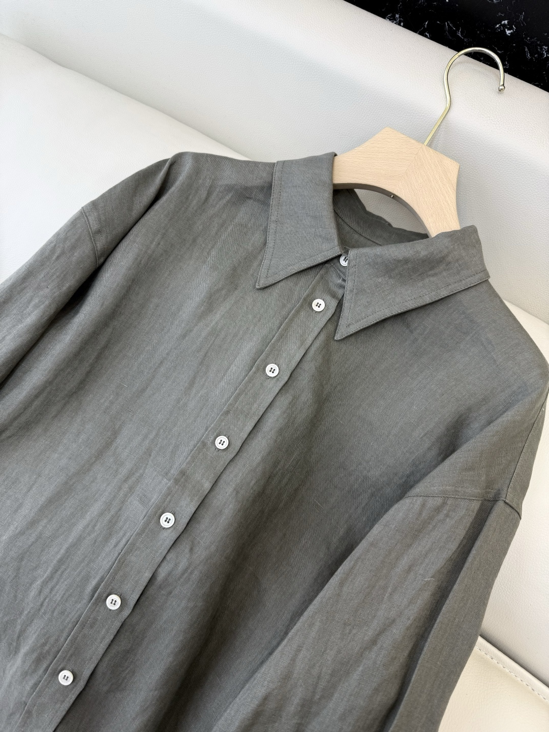 LZ26002#新款套装💕BC 100% 亚麻 长袖衬衫➕短裤套装 深墨绿 杏色 SML