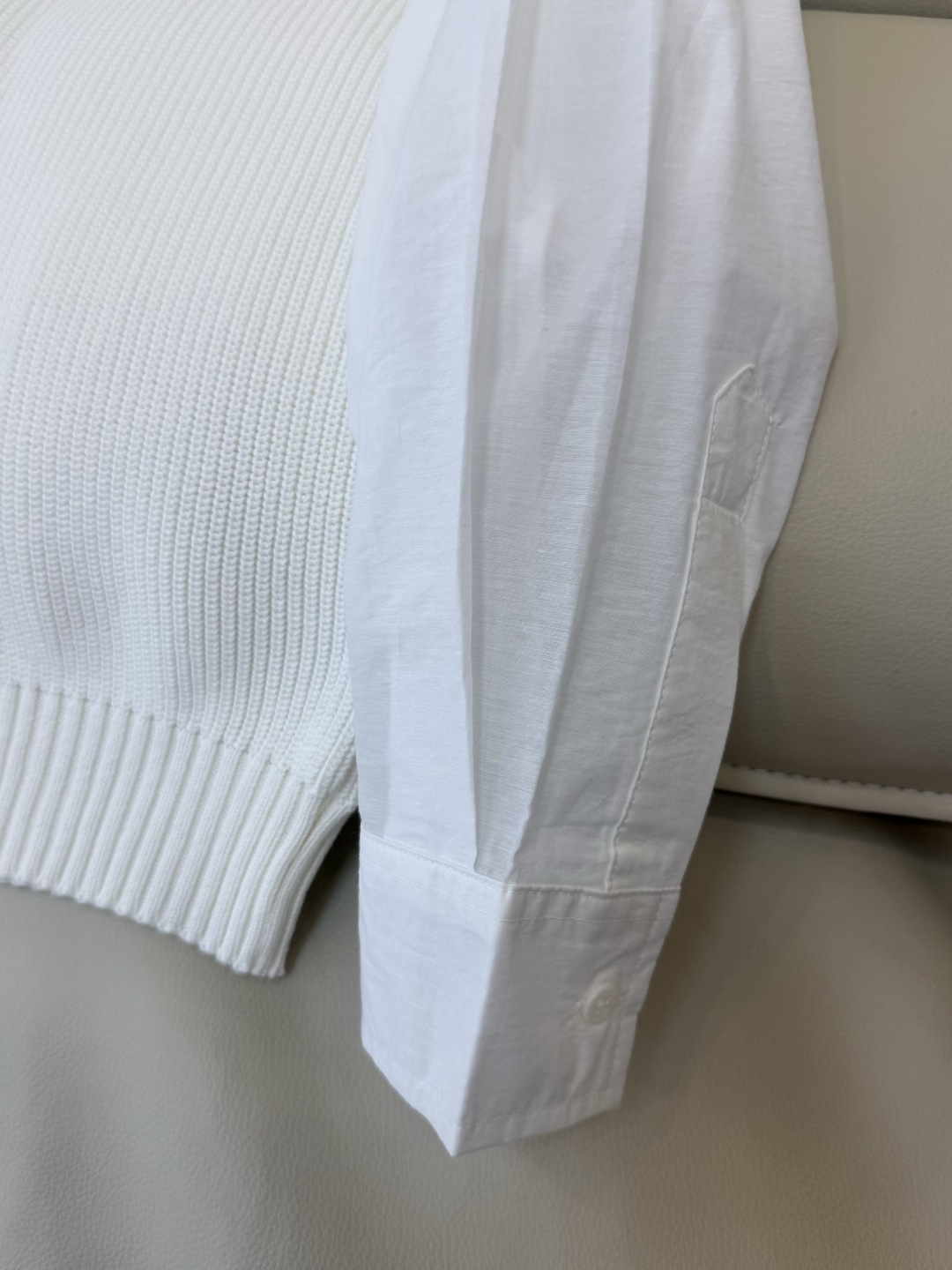 LZM26005#新款毛衣💕BC 最新款 V领100% 棉 长袖拼接 针织 白色 杏色 SML