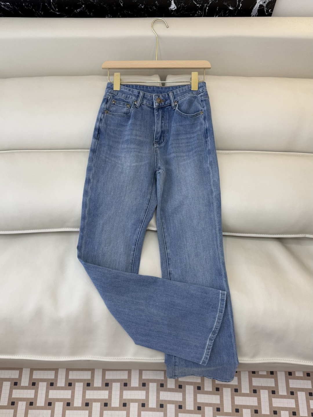 CX0179#新款牛仔裤💕ch 小香风 牛仔棉显瘦牛仔裤 浅蓝色 白色 26-30码