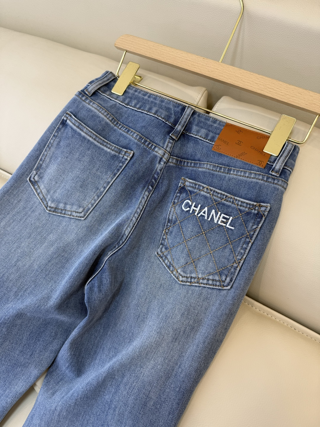 CX0179#新款牛仔裤💕ch 小香风 牛仔棉显瘦牛仔裤 浅蓝色 白色 26-30码