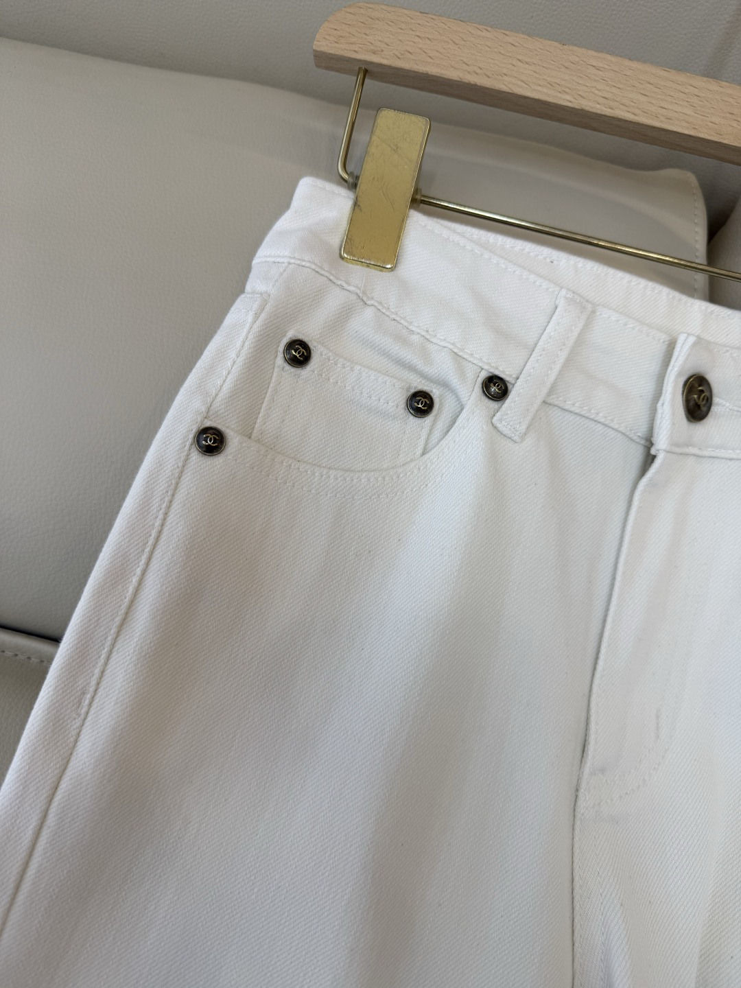 CX0179#新款牛仔裤💕ch 小香风 牛仔棉显瘦牛仔裤 浅蓝色 白色 26-30码