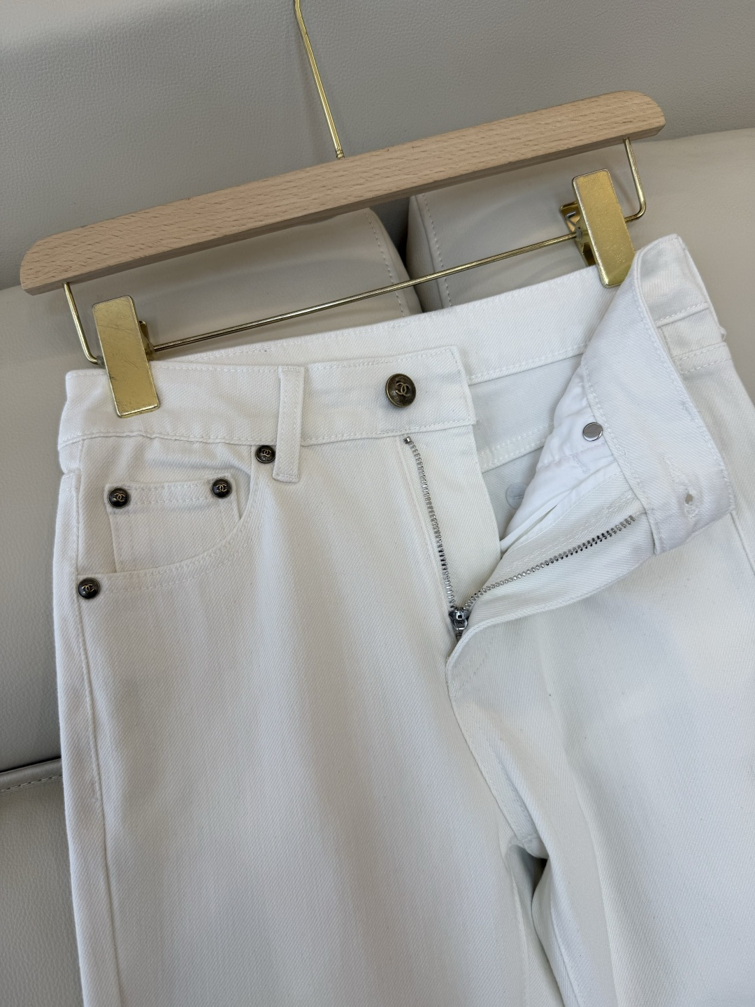 CX0179#新款牛仔裤💕ch 小香风 牛仔棉显瘦牛仔裤 浅蓝色 白色 26-30码